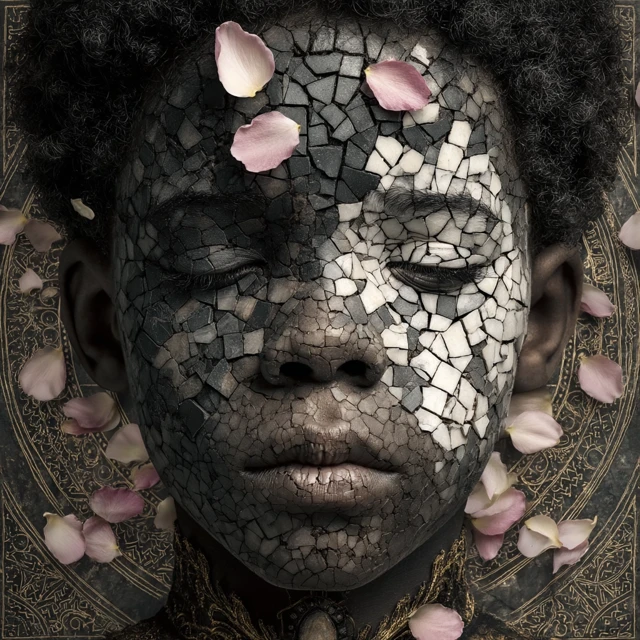Portrait of a Child Dried Earth Face Art