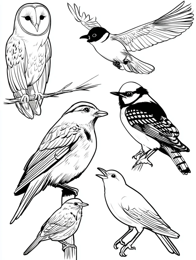 Bird Coloring Book Pages Line Art for Kids