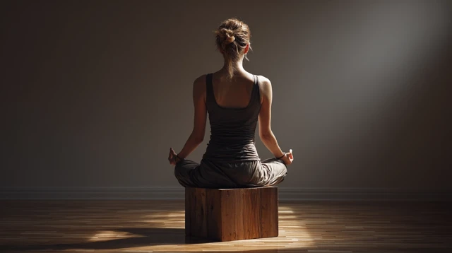 Young Woman Meditating Peacefully Rear View
