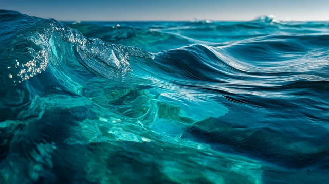 Ocean Waves Deep Blue Teal Water HD 8K