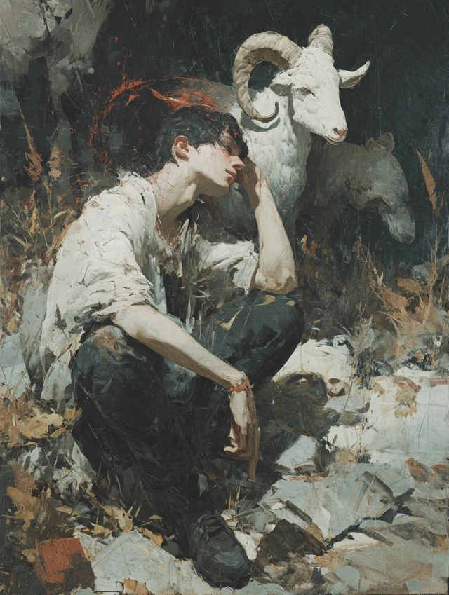 Ethereal Being With Flowers and Birds