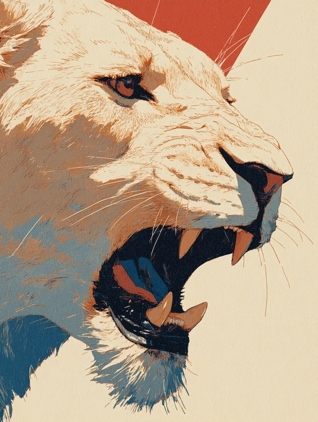 Anime Lion Close Up Dramatic Poster Art