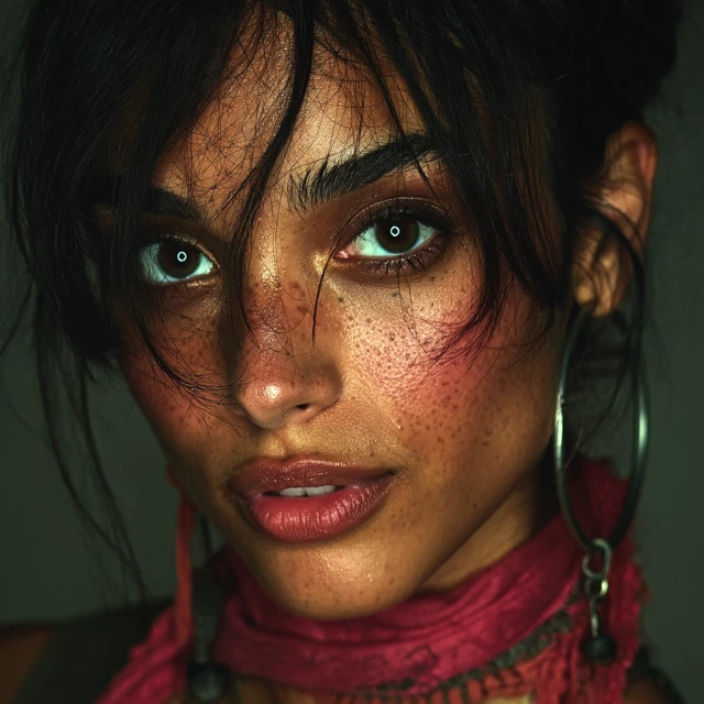 Rosy Egirl Portrait Penélope Cruz Inspired Realistic