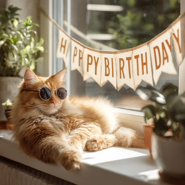 Ginger Cat Birthday Vintage Sunglasses Sunlight