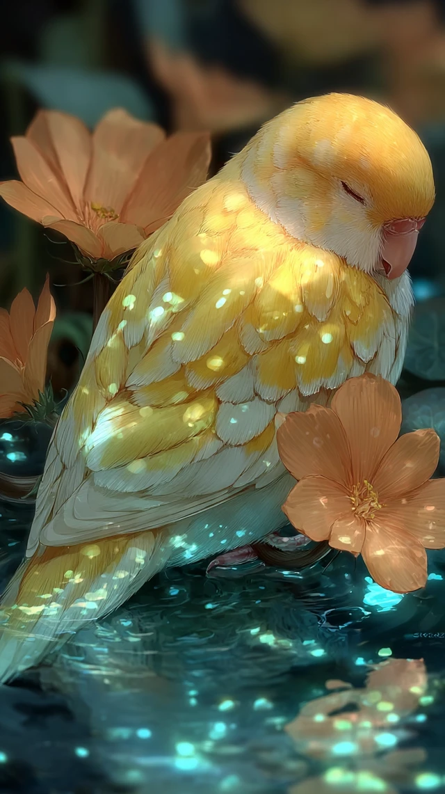 Sleeping Parrotlet Anime Wallpaper