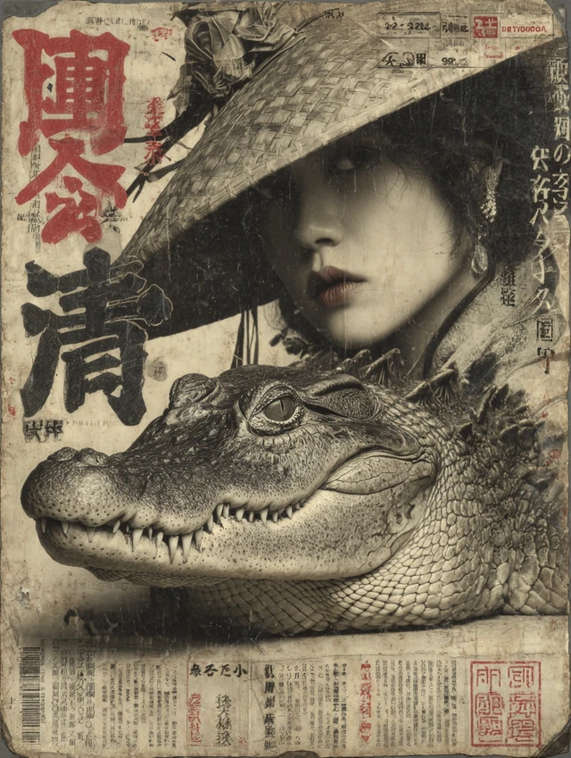 Alligator Geisha Punk Art Street Art Vintage