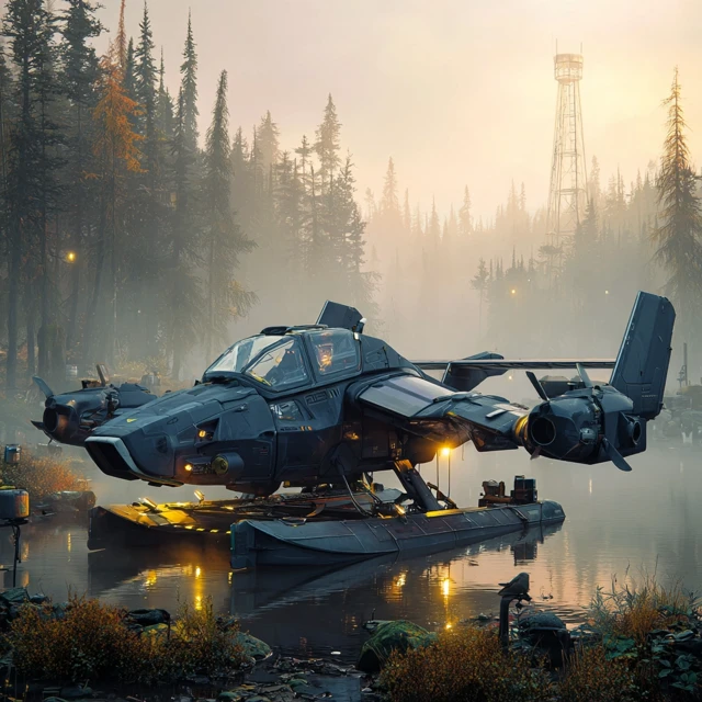 Crow Mk II Omega Futuristic Aircraft at Dawn