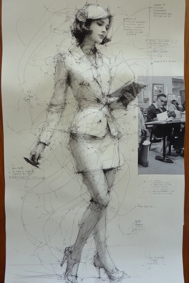 Office Lady Wireframe Digital Art