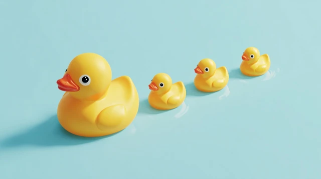 Rubber Duck Family Minimalist 3D Illustration