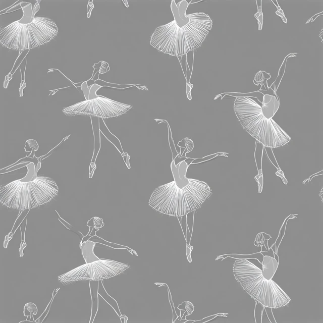 Ballet Dancer Vector Seamless Pattern Grey Background