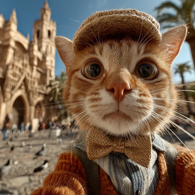 Stylish Cat Selfie in Seville Spain