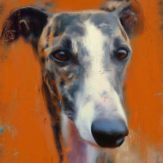 Greyhound Dog Impressionist Painting Portrait