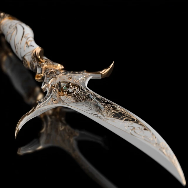 Elven Saber White and Gold Intricate Detailing