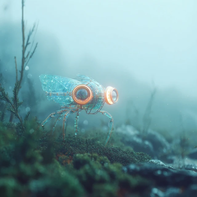 Cybernetic Insect Hologram Futuristic Art