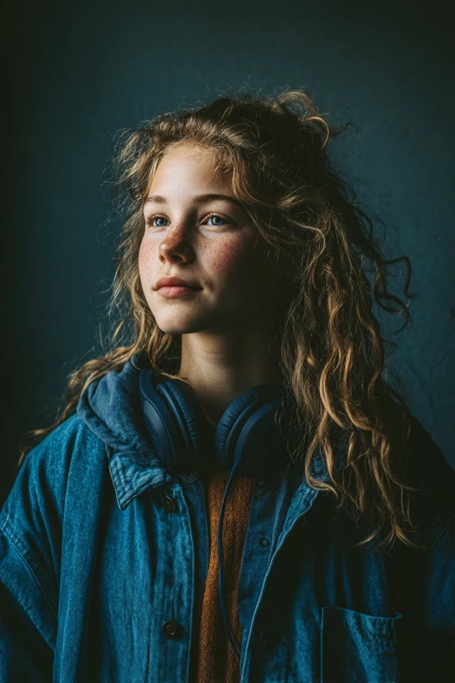 Neurodiverse Girl Portrait Calm and Thoughtful