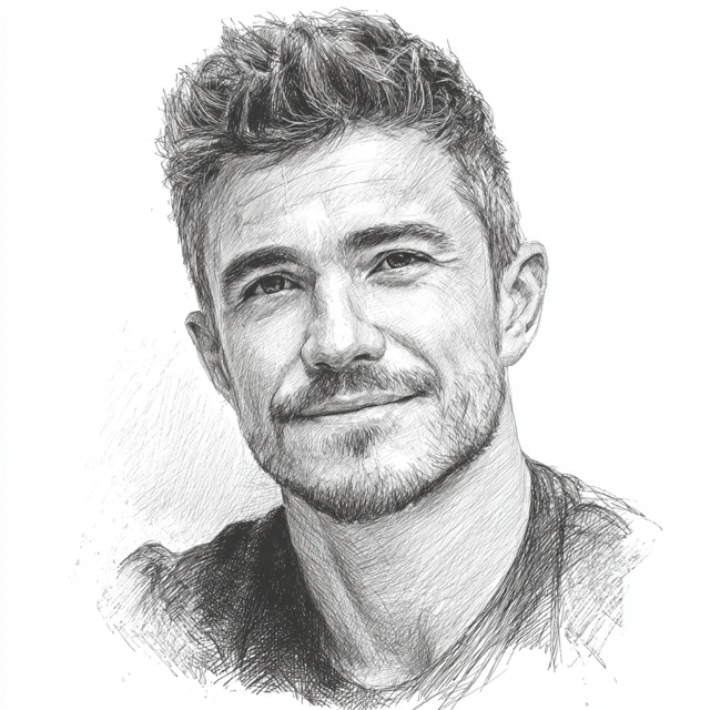 Realistic Black and White Portrait Sketch of a Man