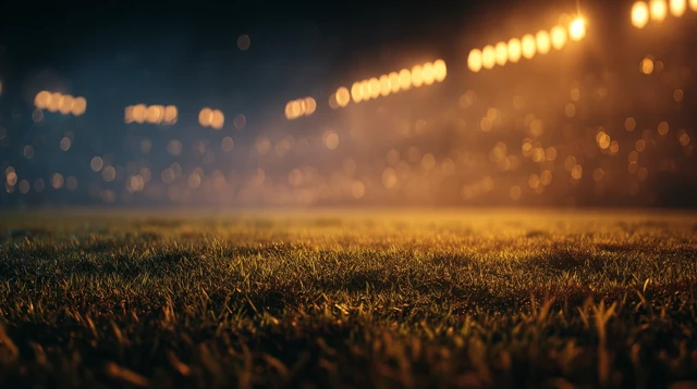 Football Field at Night Glowing Stadium Lights
