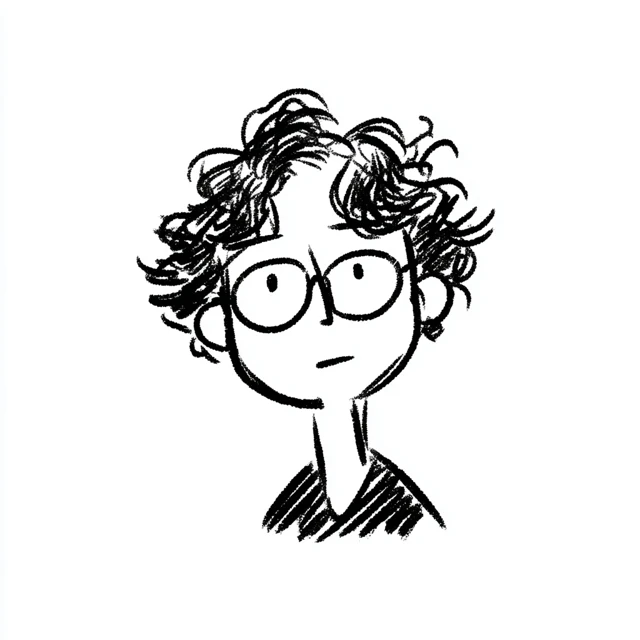 Cute Guy Doodle Drawing with Glasses