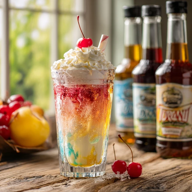 Italian Cream Soda Refreshing Drink Cherry Whipped Cream