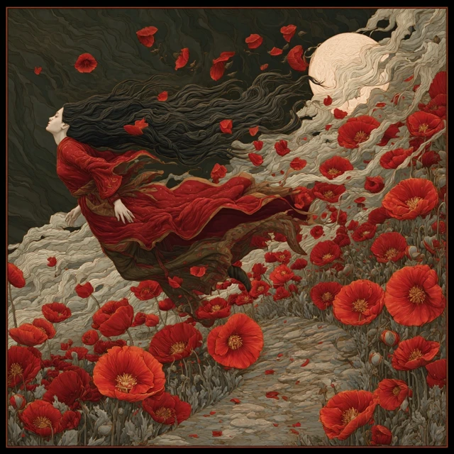 Sansara Whirlwind: Soul Journey Through Poppies