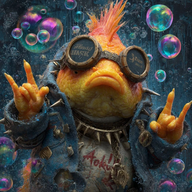 Steampunk Punk Goldfish Art with Spiked Gear