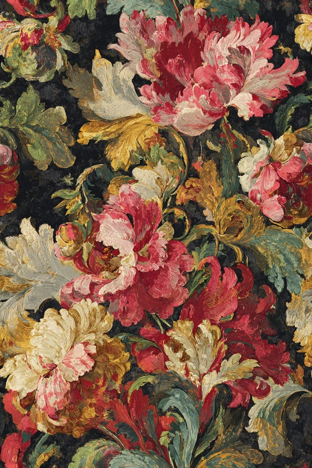 Vintage Floral Wallpaper Baroque Design