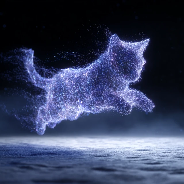 Glowing Cat in Space Minimalist Art