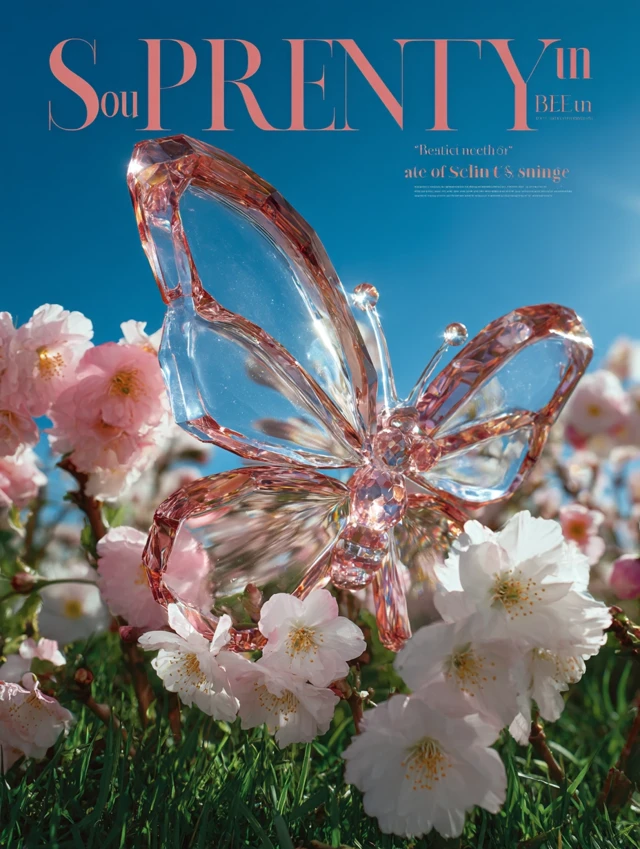 Spring Beauty Magazine Cover Glass Butterfly Flowers