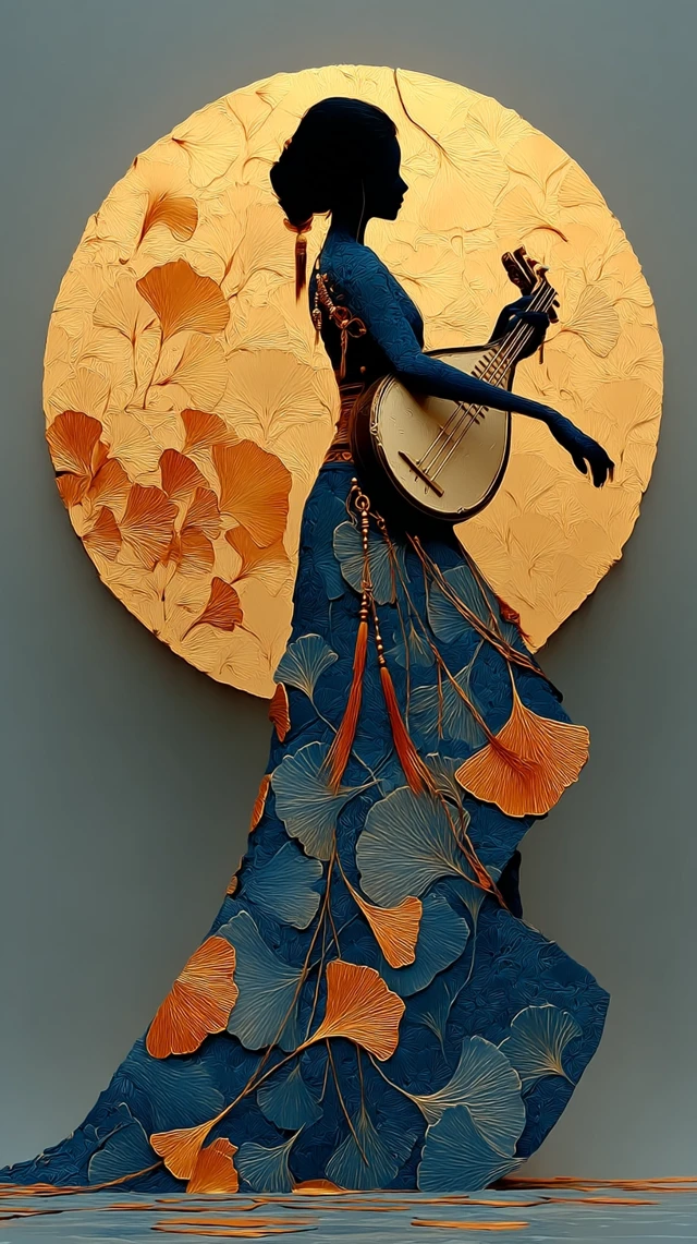 Moon Goddess Silhouette Hanfu Art