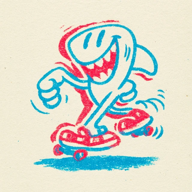 Retro Cartoon Shark Mascot Skateboard Design