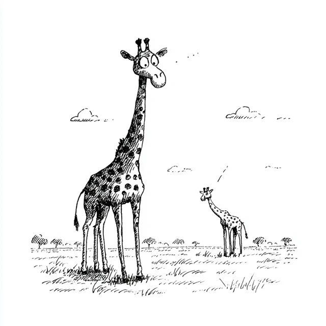 Giraffe Neck Fight Comic Illustration