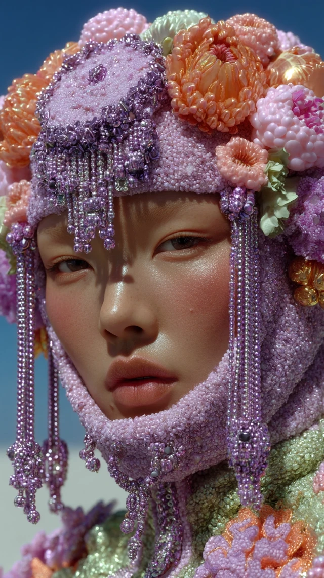 Futuristic Asian Supermodel with Diamond Kimono