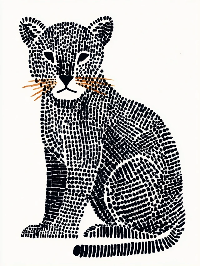 Cute Happy Jaguar Watercolor Illustration