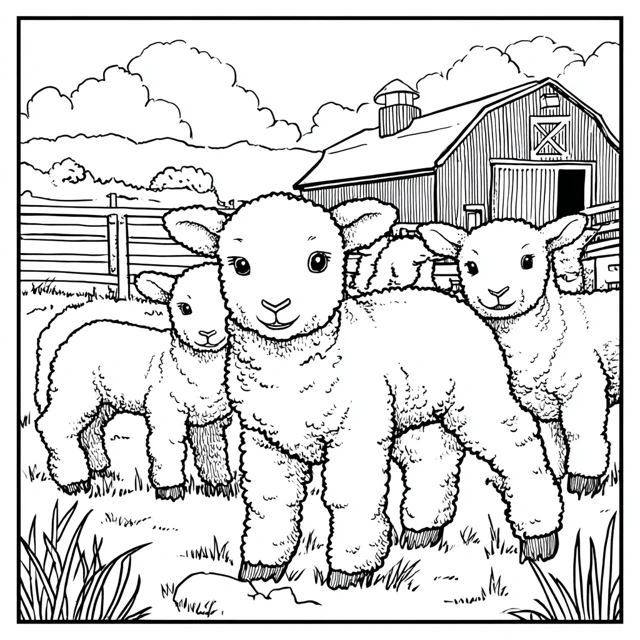 Cute Lamb Coloring Page for Preschoolers Farm Animals
