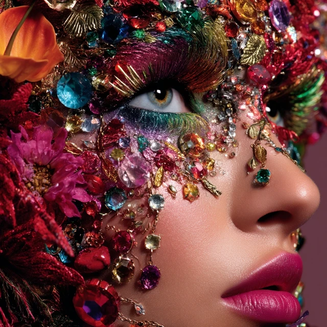 Colorful Face Makeup Jewellery Vogue Inspired