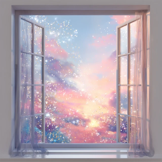 Sunset Bedroom Window Illustration Pastel Colors 4K