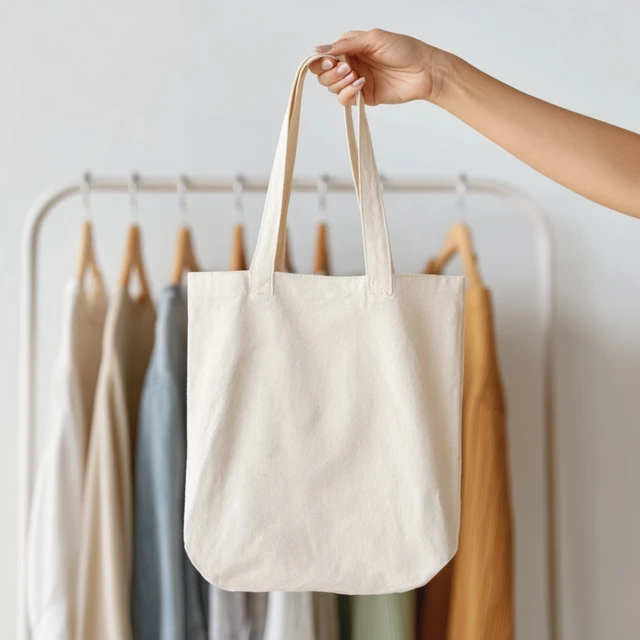 Blank White Tote Bag Mockup Fashion Store