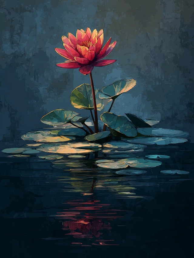 Lotus Flower in Mist Minimalist Art