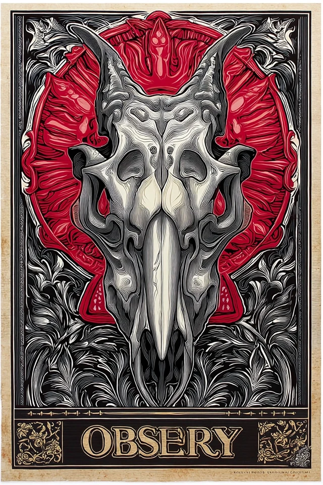 Dragon Skull Propaganda Poster Art Nouveau Style
