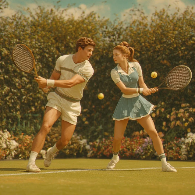 Young Couple Tennis Photo Fashion Style