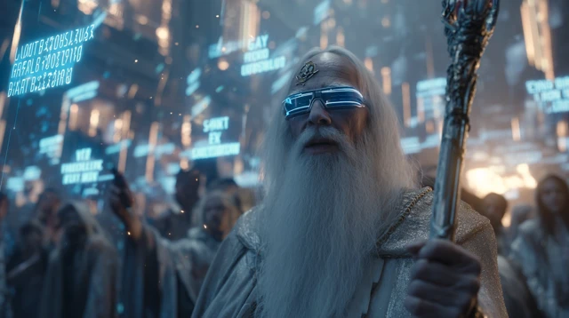 SciFi Wizard with AR Tags Dramatic Scene