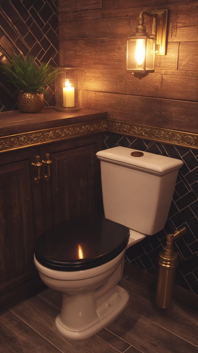 Steampunk Toilet in Vintage Industrial Bathroom