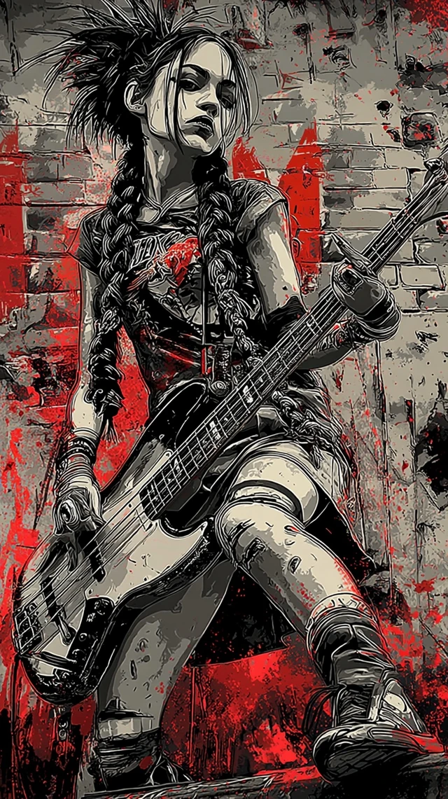 Punk Rock Bass Guitarist Poster Art