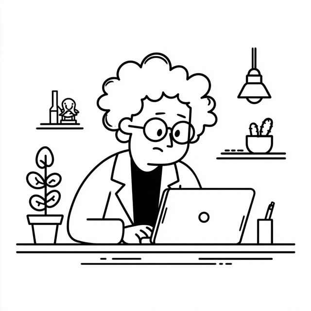 Cute Scientist Line Drawing Illustration
