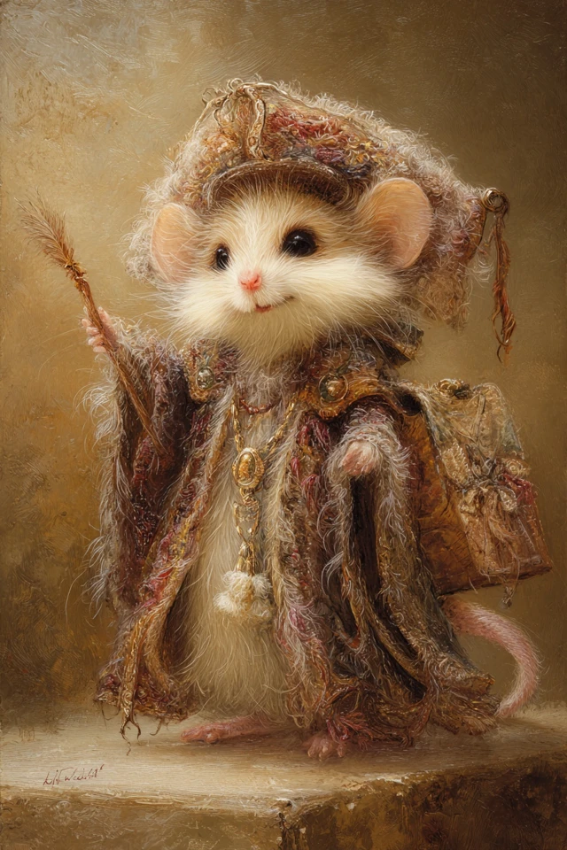 Cute Dormouse Judge Painting Don Maitz Style