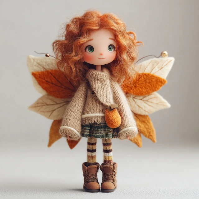 Cute Autumn Fairy Girl in Cozy Sweater