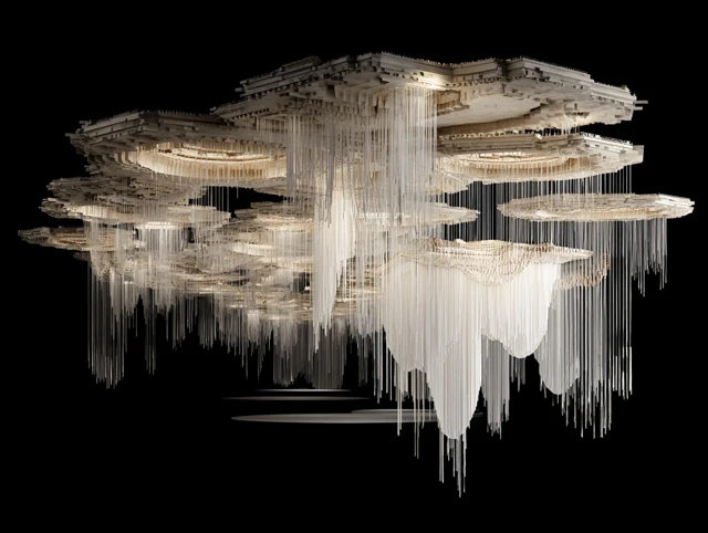 Korean Architecture Inspired Silk Installation