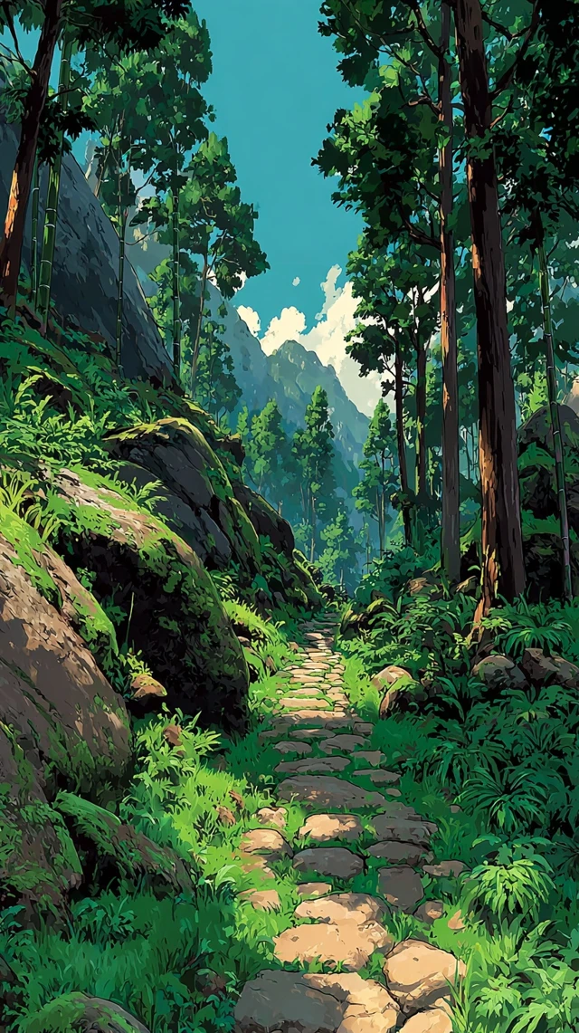 Ghibli Inspired Forest Path Anime Art