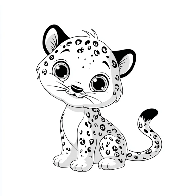Cute Baby Jaguar Coloring Page for Kids