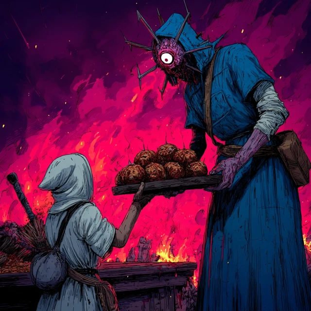Eerie Offering A Dark Fantasy Illustration